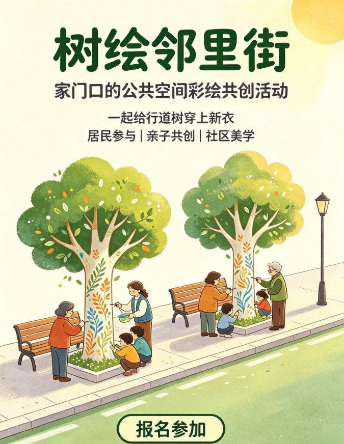 “家门口的树绘邻里街”一公共空间树彩绘活动